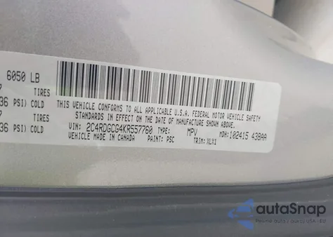 2019 Dodge Grand Caravan Sxt from USA, damaged, VIN 2C4RDGCG4KR557760